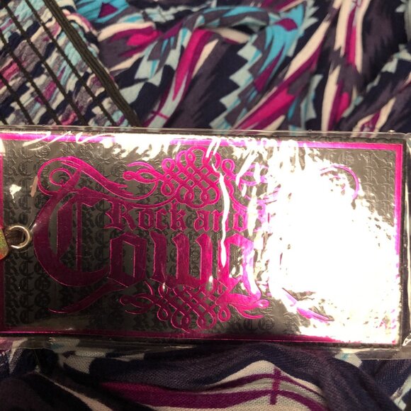 Rock and Roll Cowgirl Top Womens Sz Small Blue Fuchsia Blouse Aztec Western NEW - Picture 9 of 10